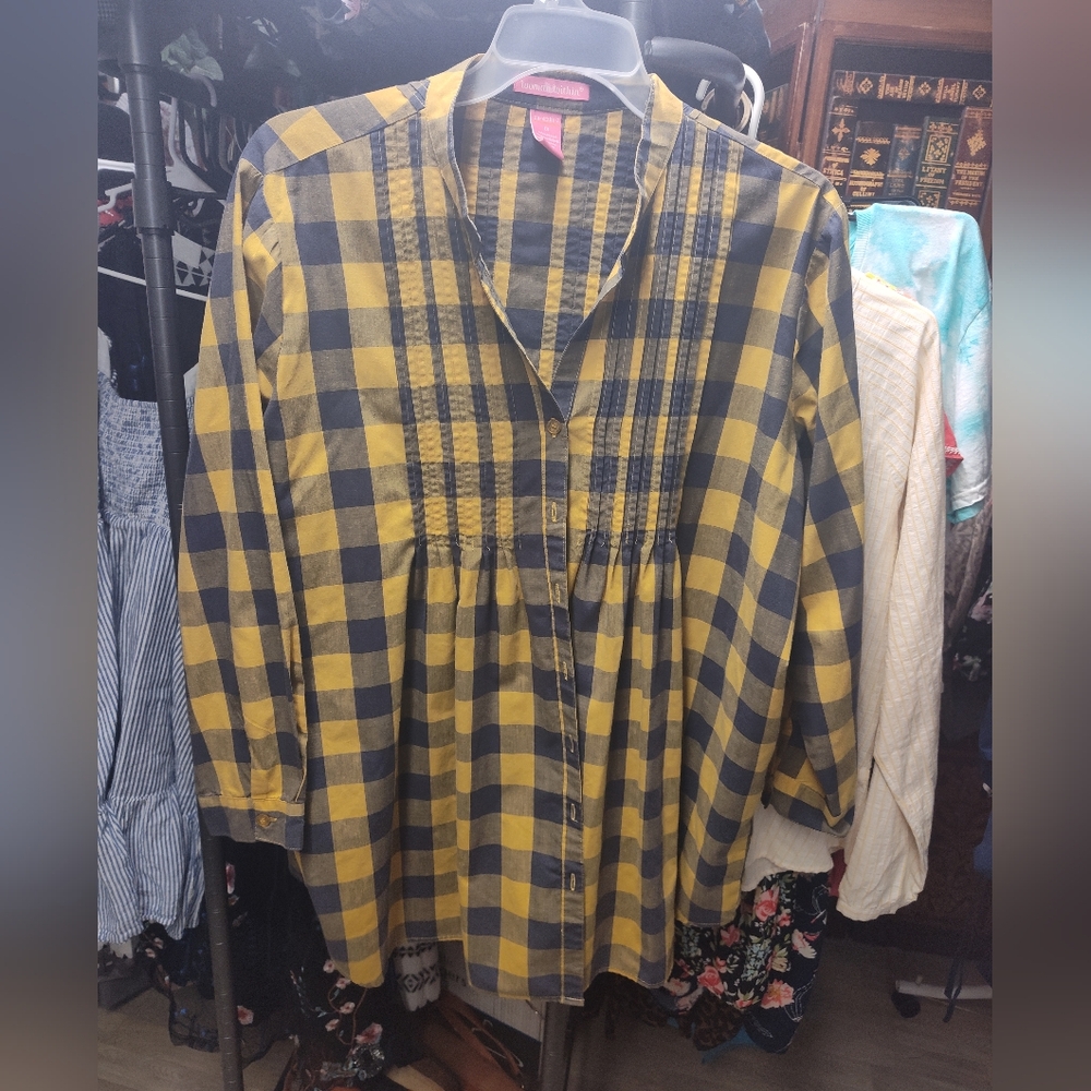 Woman Within Size 1X Plaid Top